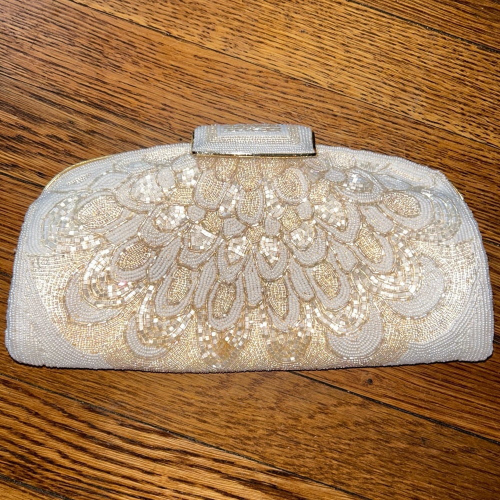 1960s Beaded Vintage Jerome Peacock Clutch With Strap Like New Condition